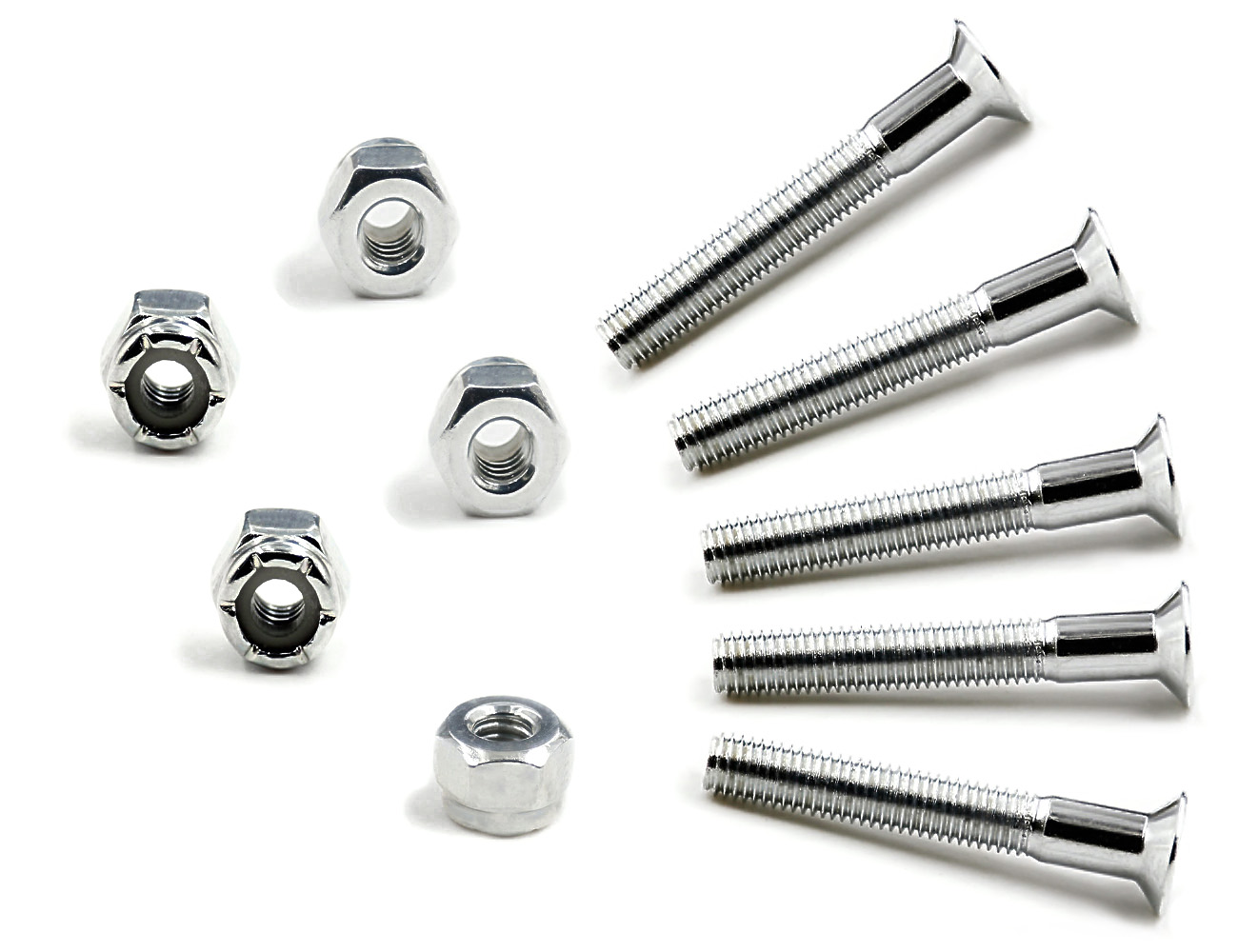 Skateboard Nuts And Bolts BESPEED Steel Flat Head Phillips Truck Bolts Hollow Kingpin Hex Truck Nuts Eco-Friendly White Zinc Plating