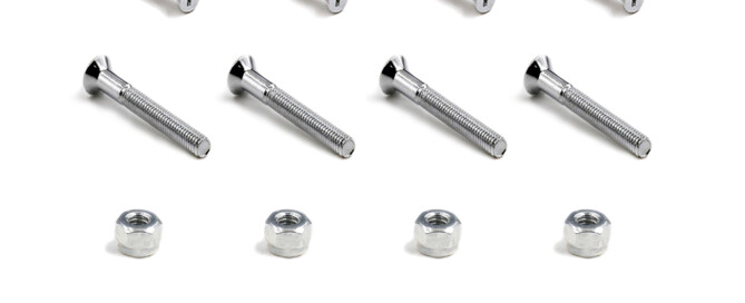 Skateboard Nuts And Bolts BESPEED Steel Flat Head Phillips Truck Bolts Hollow Kingpin Hex Truck Nuts Eco-Friendly White Zinc Plating