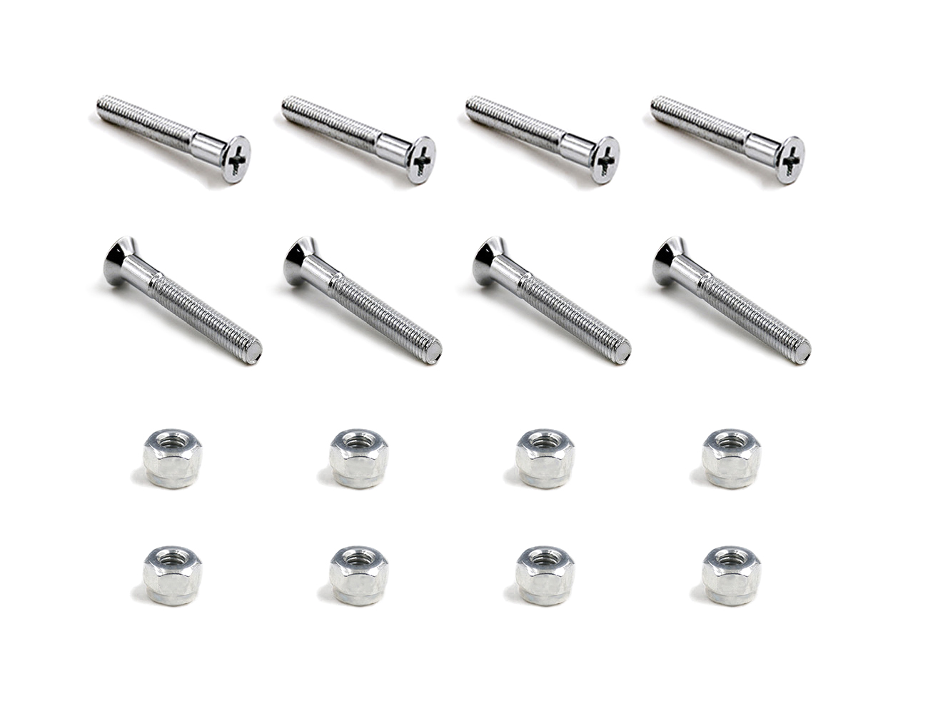 Skateboard Nuts And Bolts BESPEED Steel Flat Head Phillips Truck Bolts Hollow Kingpin Hex Truck Nuts Eco-Friendly White Zinc Plating