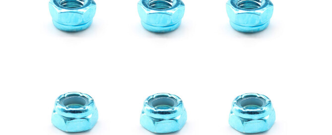 Longboard Axle Nuts BESPEED Steel Blue Hexagon Nylon Lock Nuts For Skateboard Truck