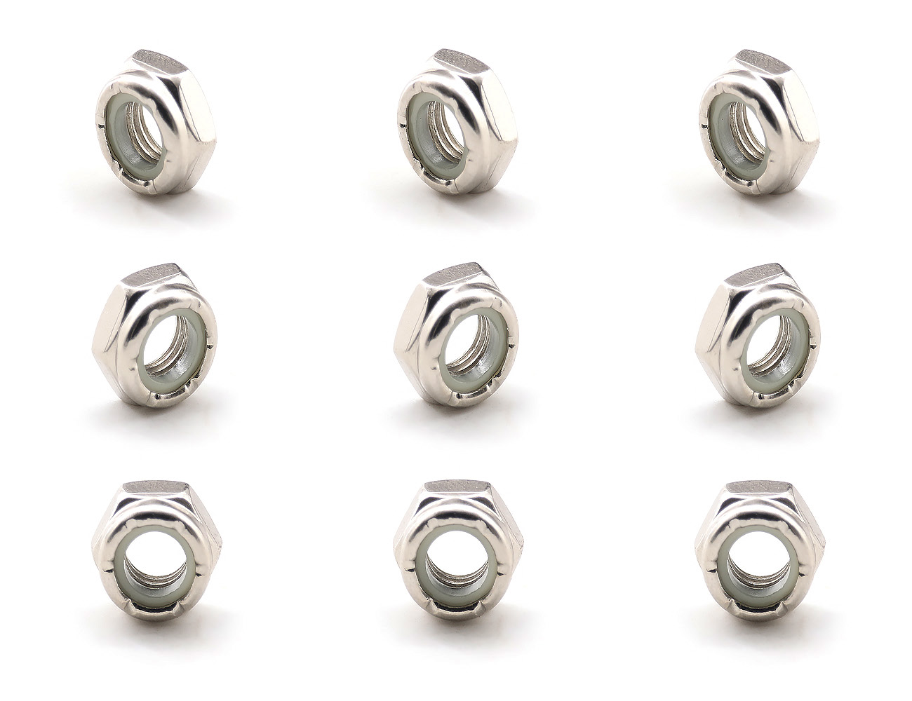 Nuts For Skateboard BESPEED Steel Silver Hexagon Nylon Lock Nuts With Nickel-Plated