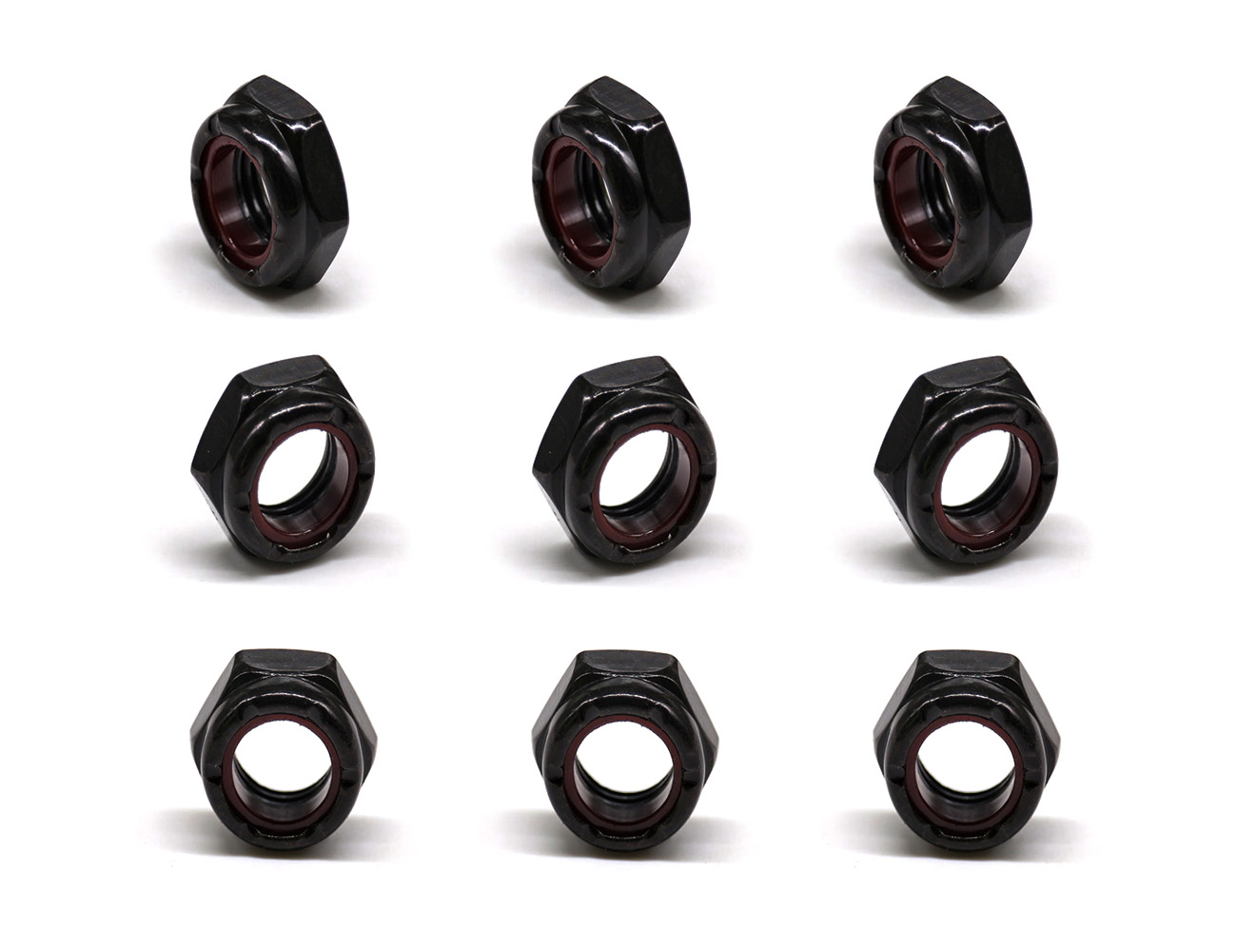 Skateboard Hardware Kingpin Nuts BESPEED Steel Black Hexagon Red Nylon Insert Lock Nuts Eco-Friendly Black Zinc Plating