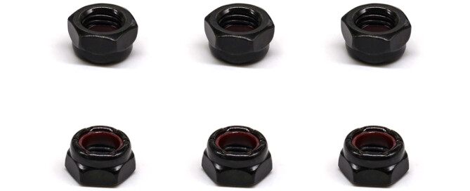 Skateboard Hardware Kingpin Nuts BESPEED Steel Black Hexagon Red Nylon Insert Lock Nuts Eco-Friendly Black Zinc Plating