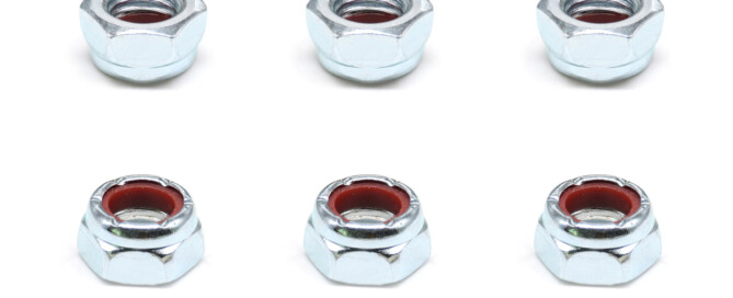 Skateboard Accessories Kingpin Nuts BESPEED Steel Blue Hexagon Red Nylon Insert Lock Nuts Eco-Friendly Blue Zinc Plating