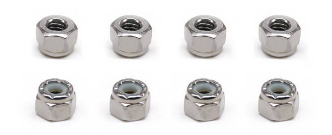 Skateboard Truck Parts Nuts BESPEED Steel Silver Hexagon Nylon Lock Nuts Chrome-Plated