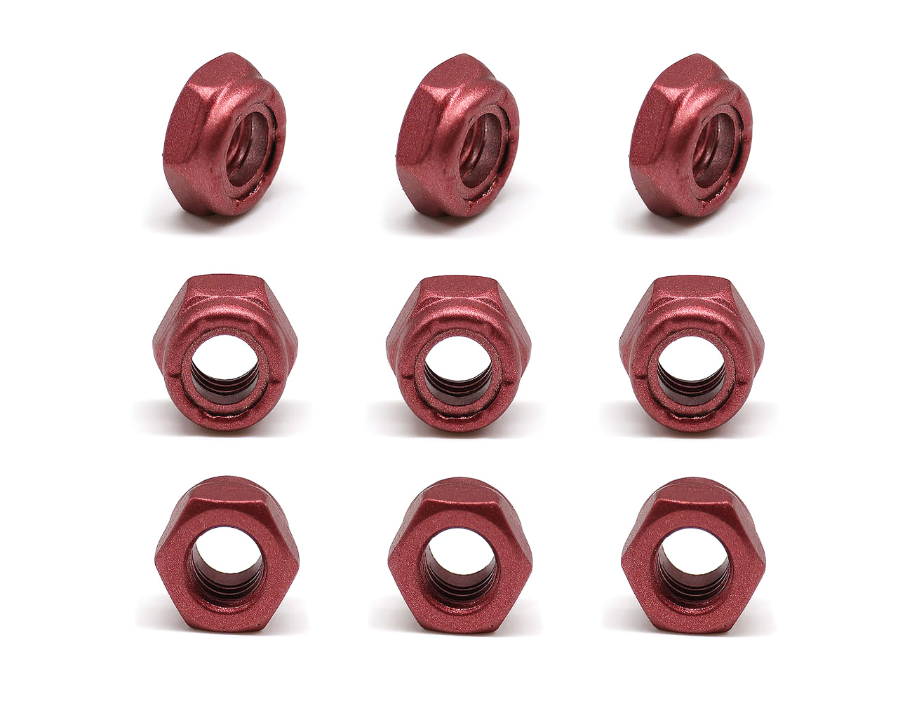 Skateboard Parts Axle Nuts BESPEED Steel Matte Red Hexagon Black Nylon Insert Lock Nuts