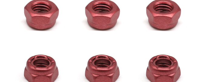 Skateboard Parts Axle Nuts BESPEED Steel Matte Red Hexagon Black Nylon Insert Lock Nuts