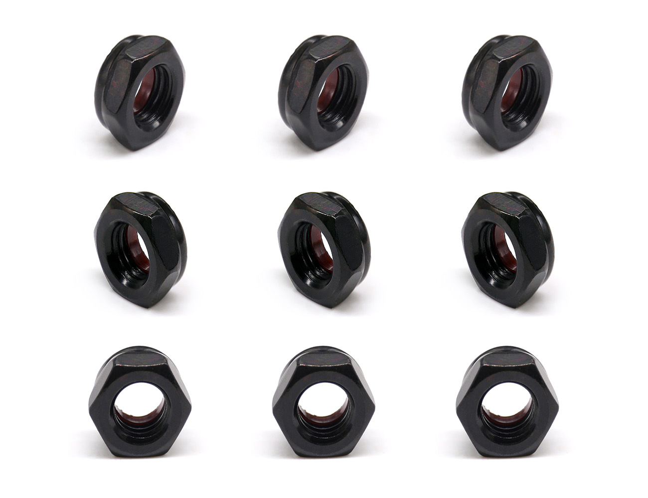 Skateboard Accessories Axle Nuts BESPEED Steel Black Hexagon Red Nylon Insert Lock Nuts Eco-Friendly Black Zinc Plating