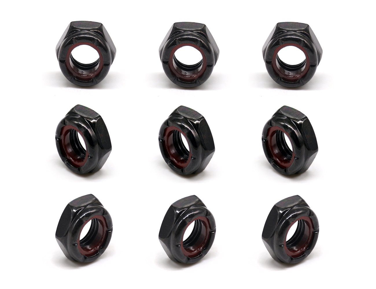 Skateboard Accessories Axle Nuts BESPEED Steel Black Hexagon Red Nylon Insert Lock Nuts Eco-Friendly Black Zinc Plating