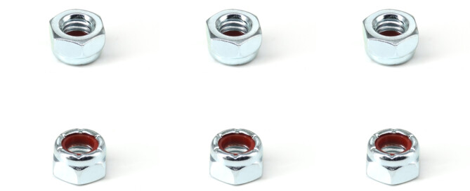 Axle Nuts Skateboard Components BESPEED Steel Blue Hexagon Red Nylon Insert Lock Nuts Eco-Friendly Blue Zinc Plating