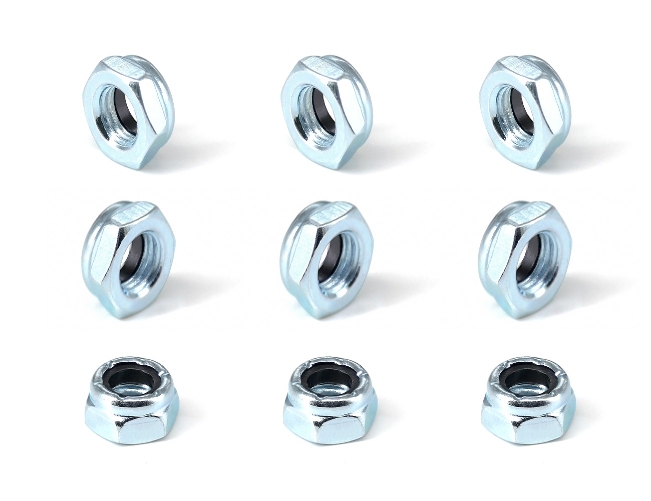 Axle Nuts Skateboard Parts BESPEED Steel Blue Hexagon Black Nylon Insert Lock Nuts Eco-Friendly Blue Zinc Plating