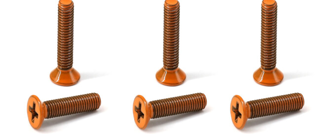 Skateboard Components Mounting Bolts BESPEED Orange Coated Flat Head Cross Full Thread Truck Screws