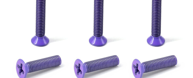 Skateboard Truck Accessories Bolts BESPEED Purple Coated Flat Head Phillips Full Thread Truck Screws