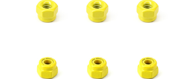 Skateboard Hardware Mounting Nuts BESPEED Steel Yellow Coated Hexagon Nylon Lock Nuts