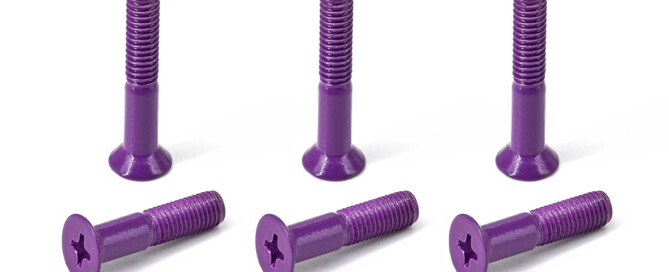 Skateboard Mounting Screws BESPEED Steel Purple Coated Flat Head Philips Truck Bolts