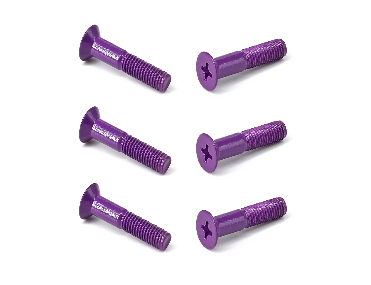 Skateboard Mounting Screws BESPEED Steel Purple Coated Flat Head Philips Truck Bolts