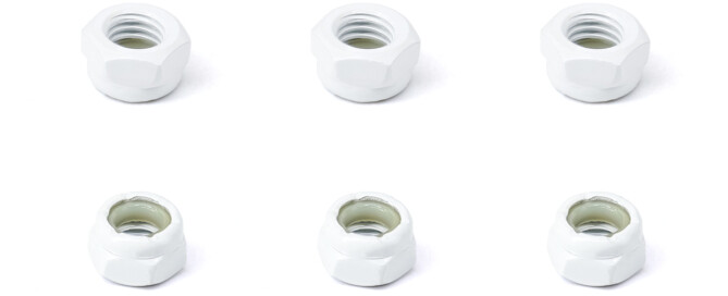 Skateboard Axle Nut BESPEED Steel White Hexagon Nylon Lock Nuts Electrophoretic White